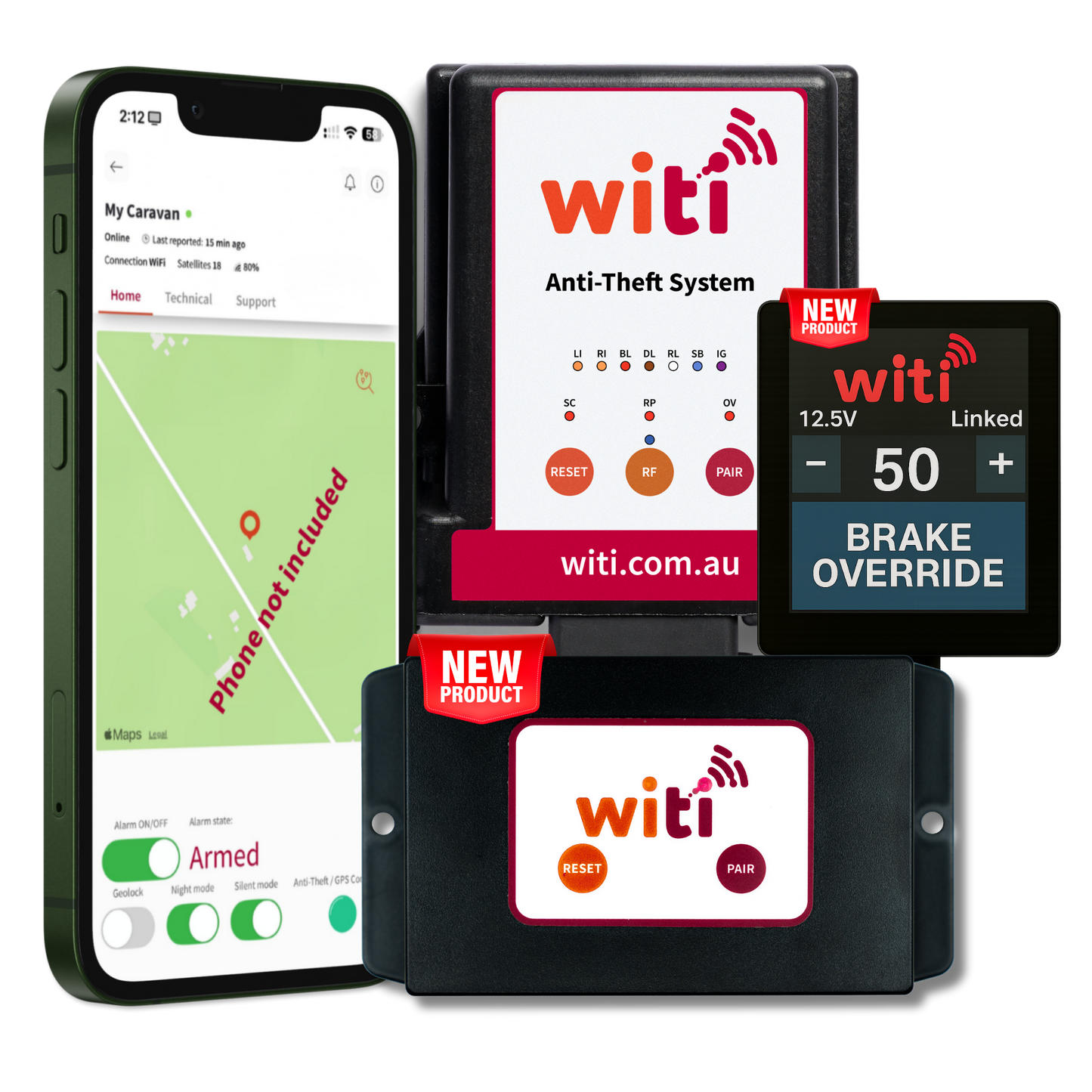 WiTi Towing Security Bundle — Anti-Theft System, SafeTow Wireless Brake Controller and SafeTrack GPS Tracker